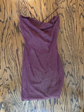 B Darlin Burgundy Spaghetti Strap Sequin Bodycon Dress